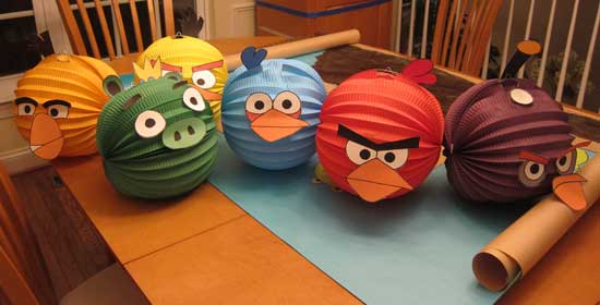 farolillos para decorar una fiesta Angry Birds fromthesehands