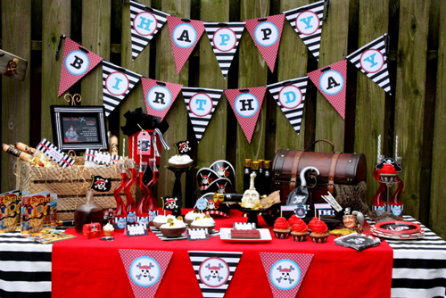 mesas de dulces para una fiesta pirata